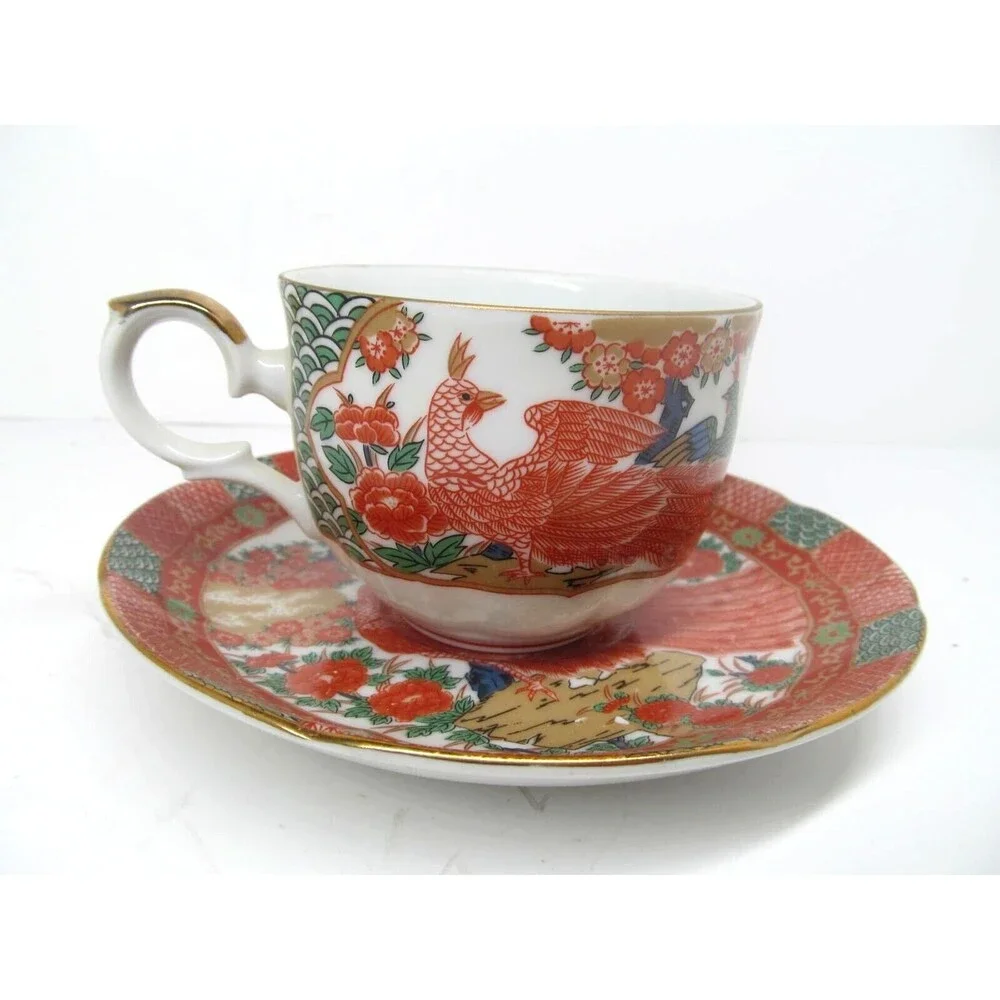 Arita Imari Peacock Cup And Saucer In Very Good Condition